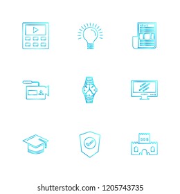 Set of 9 icons, for web, internet, mobile apps, interface design: business, finance, shopping, communication, fitness, computer, media, transportation, travel, easter, christmas, summer, device