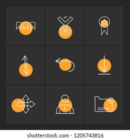 Set of 9 icons, for web, internet, mobile apps, interface design: business, finance, shopping, communication, fitness, computer, media, transportation, travel, easter, christmas, summer, device