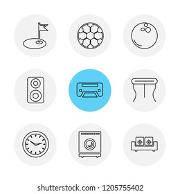 Set of 9 icons, for web, internet, mobile apps, interface design: business, finance, shopping, communication, fitness, computer, media, transportation, travel, easter, christmas, summer, device