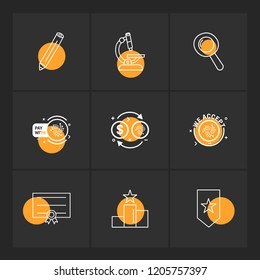 Set of 9 icons, for web, internet, mobile apps, interface design: business, finance, shopping, communication, fitness, computer, media, transportation, travel, easter, christmas, summer, device