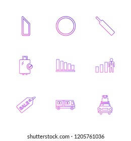 Set of 9 icons, for web, internet, mobile apps, interface design: business, finance, shopping, communication, fitness, computer, media, transportation, travel, easter, christmas, summer, device