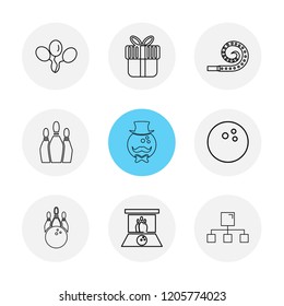 Set of 9 icons, for web, internet, mobile apps, interface design: business, finance, shopping, communication, fitness, computer, media, transportation, travel, easter, christmas, summer, device