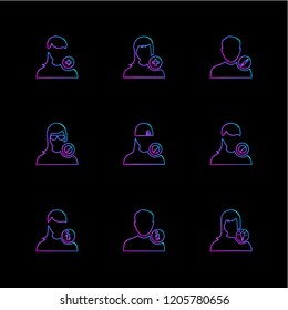 Set of 9 icons, for web, internet, mobile apps, interface design: business, finance, shopping, communication, fitness, computer, media, transportation, travel, easter, christmas, summer, device
