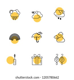 Set of 9 icons, for web, internet, mobile apps, interface design: business, finance, shopping, communication, fitness, computer, media, transportation, travel, easter, christmas, summer, device