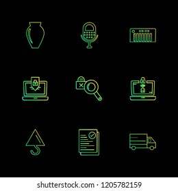 Set of 9 icons, for web, internet, mobile apps, interface design: business, finance, shopping, communication, fitness, computer, media, transportation, travel, easter, christmas, summer, device
