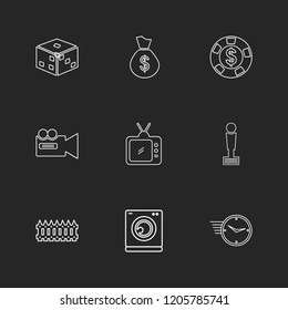 Set of 9 icons, for web, internet, mobile apps, interface design: business, finance, shopping, communication, fitness, computer, media, transportation, travel, easter, christmas, summer, device