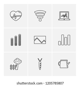 Set of 9 icons, for web, internet, mobile apps, interface design: business, finance, shopping, communication, fitness, computer, media, transportation, travel, easter, christmas, summer, device
