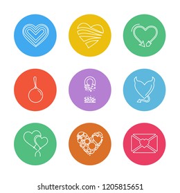 Set of 9 icons, for web, internet, mobile apps, interface design: business, finance, shopping, communication, fitness, computer, media, transportation, travel, easter, christmas, summer, device