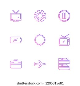 Set of 9 icons, for web, internet, mobile apps, interface design: business, finance, shopping, communication, fitness, computer, media, transportation, travel, easter, christmas, summer, device
