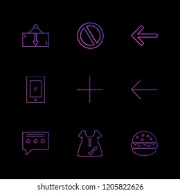 Set of 9 icons, for web, internet, mobile apps, interface design: business, finance, shopping, communication, fitness, computer, media, transportation, travel, easter, christmas, summer, device