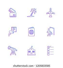 Set of 9 icons, for web, internet, mobile apps, interface design: business, finance, shopping, communication, fitness, computer, media, transportation, travel, easter, christmas, summer, device