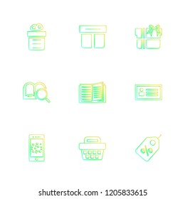 Set of 9 icons, for web, internet, mobile apps, interface design: business, finance, shopping, communication, fitness, computer, media, transportation, travel, easter, christmas, summer, device