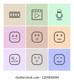 Set of 9 icons, for web, internet, mobile apps, interface design: business, finance, shopping, communication, fitness, computer, media, transportation, travel, easter, christmas, summer, device