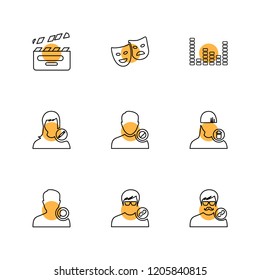 Set of 9 icons, for web, internet, mobile apps, interface design: business, finance, shopping, communication, fitness, computer, media, transportation, travel, easter, christmas, summer, device