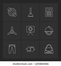 Set of 9 icons, for web, internet, mobile apps, interface design: business, finance, shopping, communication, fitness, computer, media, transportation, travel, easter, christmas, summer, device