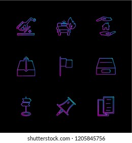 Set of 9 icons, for web, internet, mobile apps, interface design: business, finance, shopping, communication, fitness, computer, media, transportation, travel, easter, christmas, summer, device