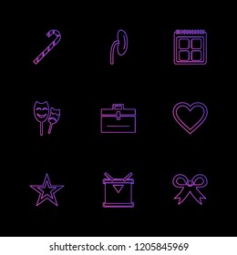 Set of 9 icons, for web, internet, mobile apps, interface design: business, finance, shopping, communication, fitness, computer, media, transportation, travel, easter, christmas, summer, device