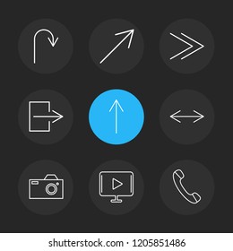 Set of 9 icons, for web, internet, mobile apps, interface design: business, finance, shopping, communication, fitness, computer, media, transportation, travel, easter, christmas, summer, device