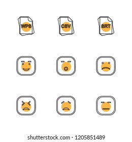 Set of 9 icons, for web, internet, mobile apps, interface design: business, finance, shopping, communication, fitness, computer, media, transportation, travel, easter, christmas, summer, device