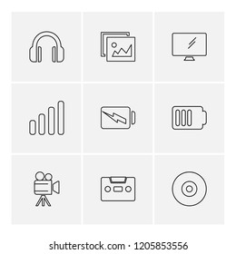 Set of 9 icons, for web, internet, mobile apps, interface design: business, finance, shopping, communication, fitness, computer, media, transportation, travel, easter, christmas, summer, device