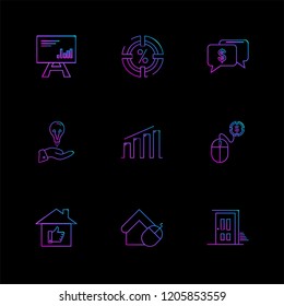 Set of 9 icons, for web, internet, mobile apps, interface design: business, finance, shopping, communication, fitness, computer, media, transportation, travel, easter, christmas, summer, device