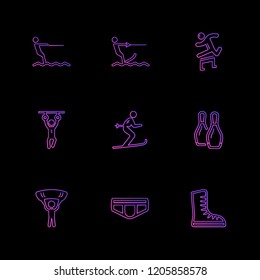 Set of 9 icons, for web, internet, mobile apps, interface design: business, finance, shopping, communication, fitness, computer, media, transportation, travel, easter, christmas, summer, device