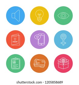 Set of 9 icons, for web, internet, mobile apps, interface design: business, finance, shopping, communication, fitness, computer, media, transportation, travel, easter, christmas, summer, device