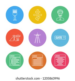 Set of 9 icons, for web, internet, mobile apps, interface design: business, finance, shopping, communication, fitness, computer, media, transportation, travel, easter, christmas, summer, device