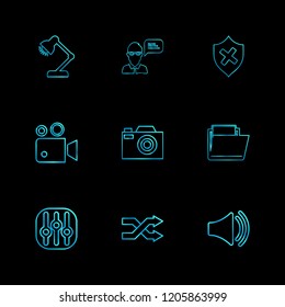 Set of 9 icons, for web, internet, mobile apps, interface design: business, finance, shopping, communication, fitness, computer, media, transportation, travel, easter, christmas, summer, device