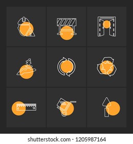 Set of 9 icons, for web, internet, mobile apps, interface design: business, finance, shopping, communication, fitness, computer, media, transportation, travel, easter, christmas, summer, device