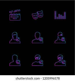 Set of 9 icons, for web, internet, mobile apps, interface design: business, finance, shopping, communication, fitness, computer, media, transportation, travel, easter, christmas, summer, device