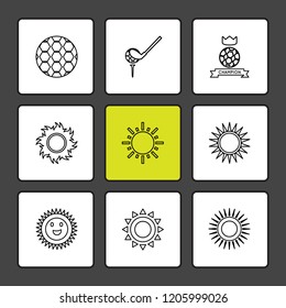 Set of 9 icons, for web, internet, mobile apps, interface design: business, finance, shopping, communication, fitness, computer, media, transportation, travel, easter, christmas, summer, device