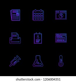 Set of 9 icons, for web, internet, mobile apps, interface design: business, finance, shopping, communication, fitness, computer, media, transportation, travel, easter, christmas, summer, device