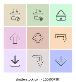 Set of 9 icons, for web, internet, mobile apps, interface design: business, finance, shopping, communication, fitness, computer, media, transportation, travel, easter, christmas, summer, device