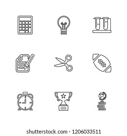 Set of 9 icons, for web, internet, mobile apps, interface design: business, finance, shopping, communication, fitness, computer, media, transportation, travel, easter, christmas, summer, device
