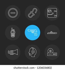 Set of 9 icons, for web, internet, mobile apps, interface design: business, finance, shopping, communication, fitness, computer, media, transportation, travel, easter, christmas, summer, device