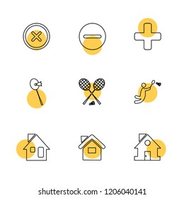 Set of 9 icons, for web, internet, mobile apps, interface design: business, finance, shopping, communication, fitness, computer, media, transportation, travel, easter, christmas, summer, device