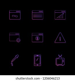 Set of 9 icons, for web, internet, mobile apps, interface design: business, finance, shopping, communication, fitness, computer, media, transportation, travel, easter, christmas, summer, device