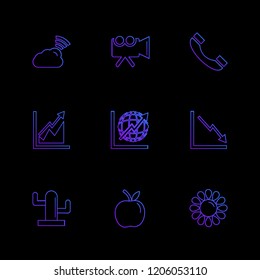 Set of 9 icons, for web, internet, mobile apps, interface design: business, finance, shopping, communication, fitness, computer, media, transportation, travel, easter, christmas, summer, device