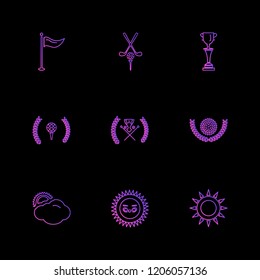 Set of 9 icons, for web, internet, mobile apps, interface design: business, finance, shopping, communication, fitness, computer, media, transportation, travel, easter, christmas, summer, device