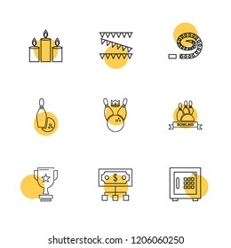 Set of 9 icons, for web, internet, mobile apps, interface design: business, finance, shopping, communication, fitness, computer, media, transportation, travel, easter, christmas, summer, device