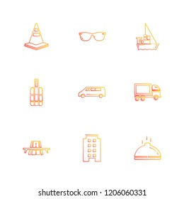 Set of 9 icons, for web, internet, mobile apps, interface design: business, finance, shopping, communication, fitness, computer, media, transportation, travel, easter, christmas, summer, device