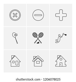 Set of 9 icons, for web, internet, mobile apps, interface design: business, finance, shopping, communication, fitness, computer, media, transportation, travel, easter, christmas, summer, device