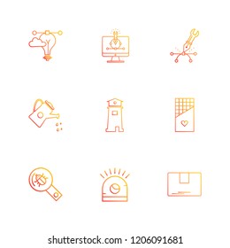Set of 9 icons, for web, internet, mobile apps, interface design: business, finance, shopping, communication, fitness, computer, media, transportation, travel, easter, christmas, summer, device