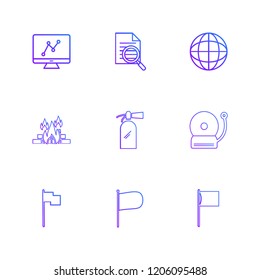 Set of 9 icons, for web, internet, mobile apps, interface design: business, finance, shopping, communication, fitness, computer, media, transportation, travel, easter, christmas, summer, device