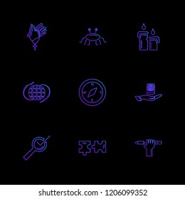 Set of 9 icons, for web, internet, mobile apps, interface design: business, finance, shopping, communication, fitness, computer, media, transportation, travel, easter, christmas, summer, device