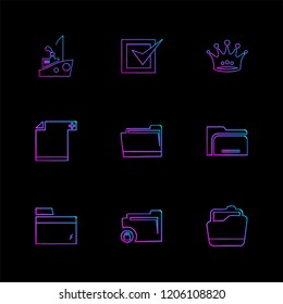 Set of 9 icons, for web, internet, mobile apps, interface design: business, finance, shopping, communication, fitness, computer, media, transportation, travel, easter, christmas, summer, device