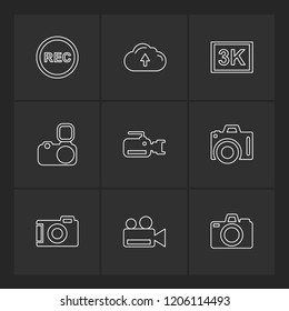 Set of 9 icons, for web, internet, mobile apps, interface design: business, finance, shopping, communication, fitness, computer, media, transportation, travel, easter, christmas, summer, device