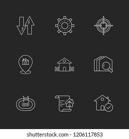 Set of 9 icons, for web, internet, mobile apps, interface design: business, finance, shopping, communication, fitness, computer, media, transportation, travel, easter, christmas, summer, device