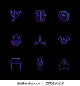 Set of 9 icons, for web, internet, mobile apps, interface design: business, finance, shopping, communication, fitness, computer, media, transportation, travel, easter, christmas, summer, device